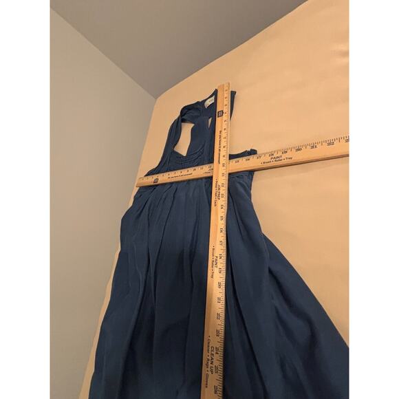 Zara Basic A-Line Dress Women Medium Blue Viscose Pleated Sleeveless Side Zipper - Picture 12 of 12